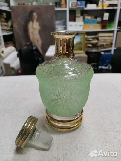 Графин Штоф с зелёным напылением СССР (Ч)