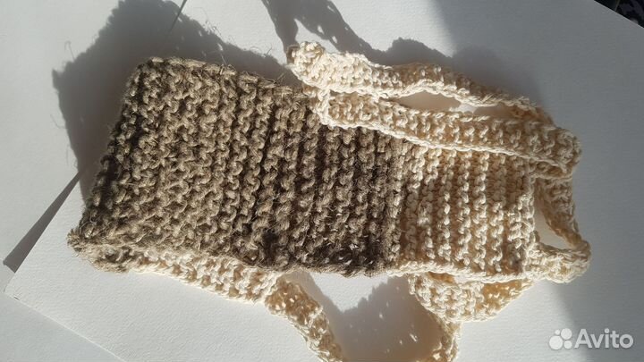 Мочалка ручной работы из натурального льна