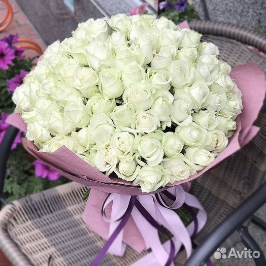Букет Белые розы 31 роза 51 роза 101 роза