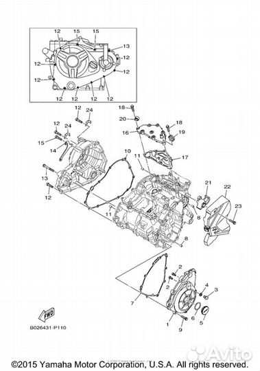 Крышка левая Yamaha YZF-R3, MT-03