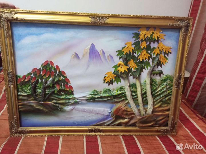 Картина натуральная кожа