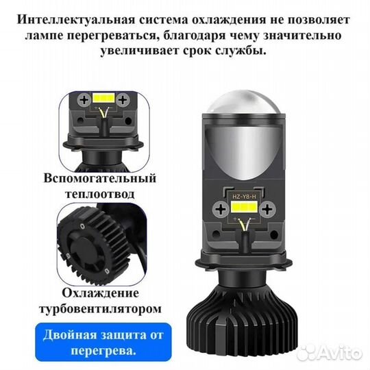 Светодиодная лампа H 4 с линзой LED H4 y6d