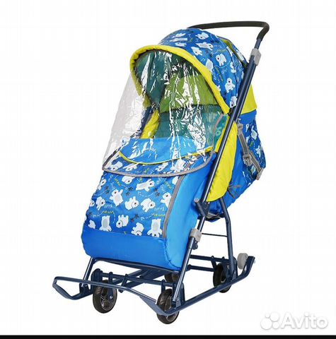 Детские санки коляска с колесами