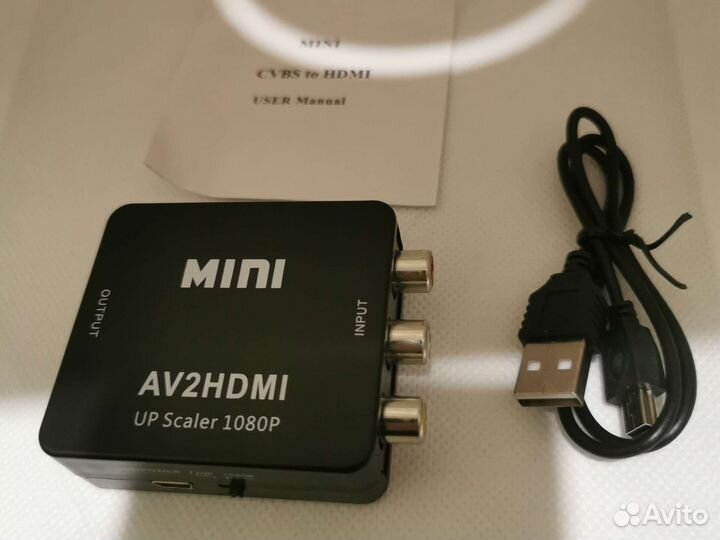 Из 3RCA(3 тюльпана) + доп. питание в hdmi