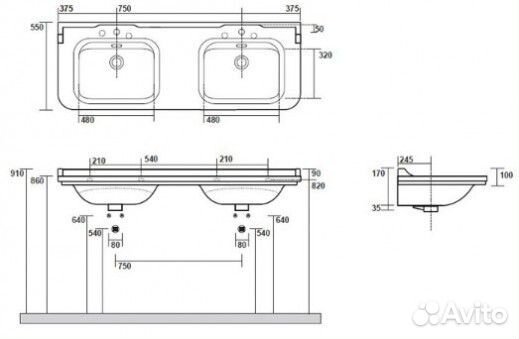 Мебель для ванной Kerasan Waldorf 150 ваниль с ящиками ножки хром