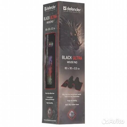 Коврик Defender Игровой Black Ultra 800х300х3мм, Н