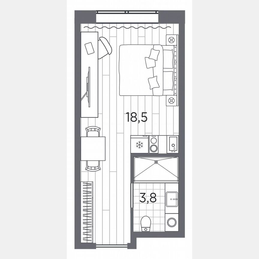 Апартаменты-студия, 22,3 м², 3/13 эт.