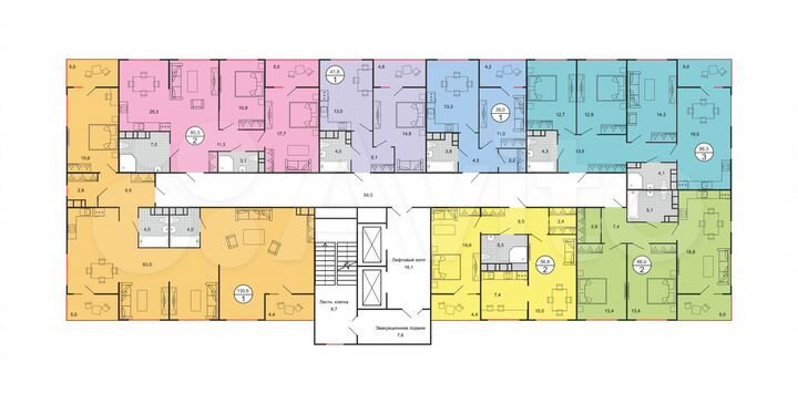 2-к. квартира, 80 м², 5/19 эт.