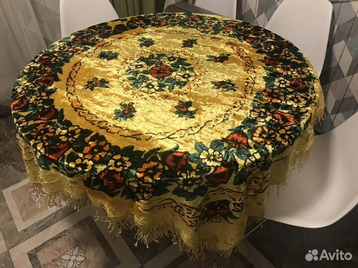 Плюшевая скатерть Цветы и зелень СССР