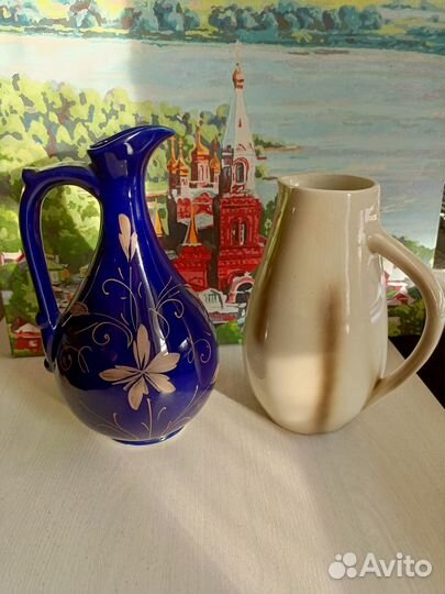 Кувшины с росписью СССР. Кобальт. 1950г