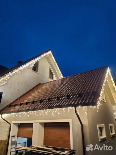 Новогоднее оформление, освещение домов, фасадов