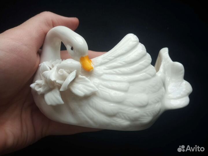 Фигурка лебедь керамика подставка для украшений
