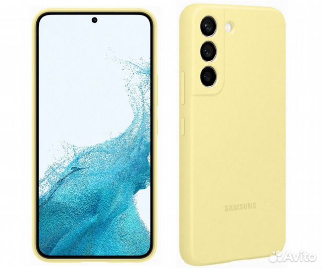 Оригинал Чехол Silicone Cover к Samsung S22 жёлтый