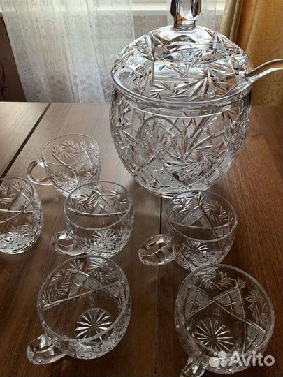 Крюшонница, компотница, набор для пунша. Хрусталь