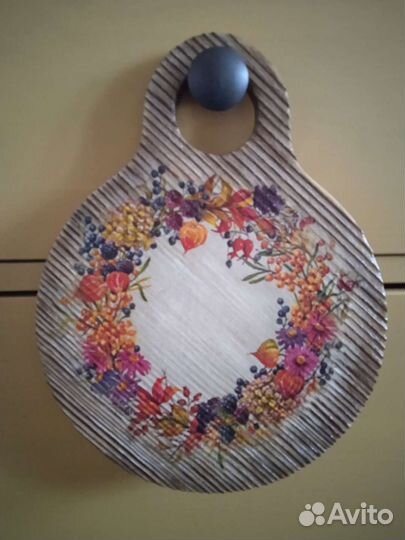 Доска деревянная осенний венок