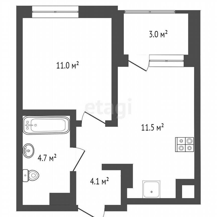 1-к. квартира, 32,8 м², 7/14 эт.