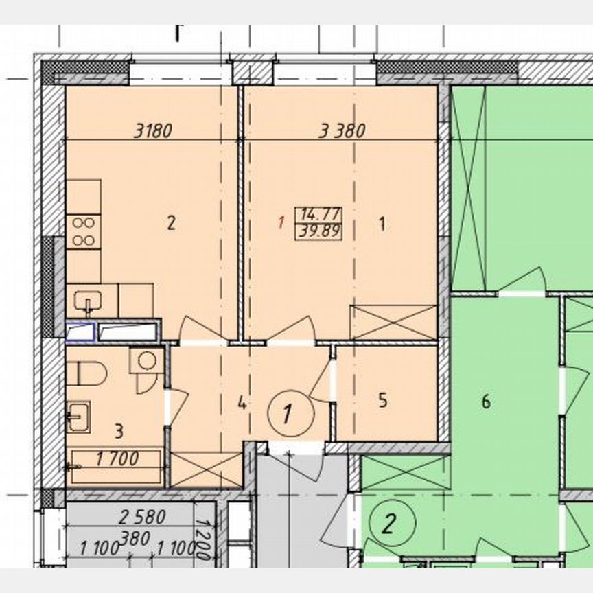 1-к. квартира, 39,9 м², 4/8 эт.