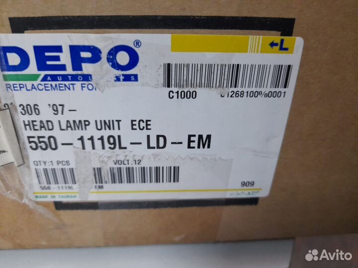 Фара левая Peugeot 306 97