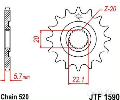 Звезда передняя JT Sprockets JTF1590