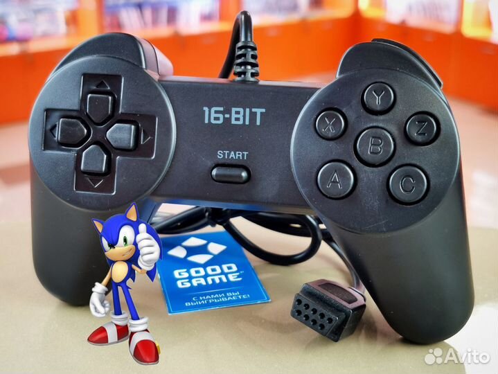 Джойстик для Sega 16-bit (чёрный). Новый
