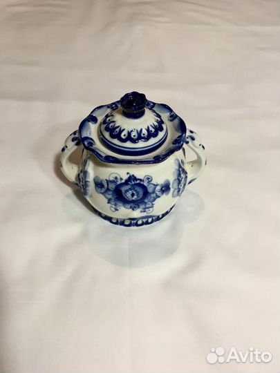Новая сахарница Лебедь Гжель оригинал