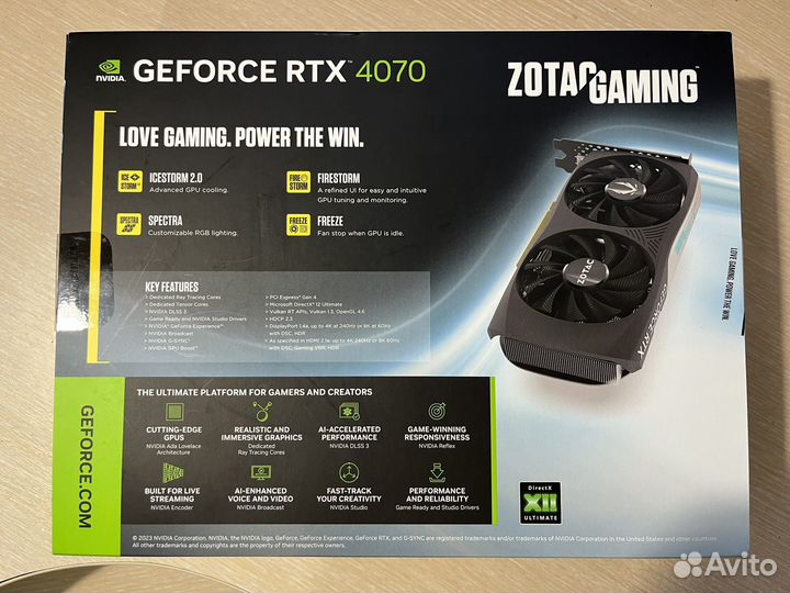 Новая видеокарта rtx 4070 zotac черная