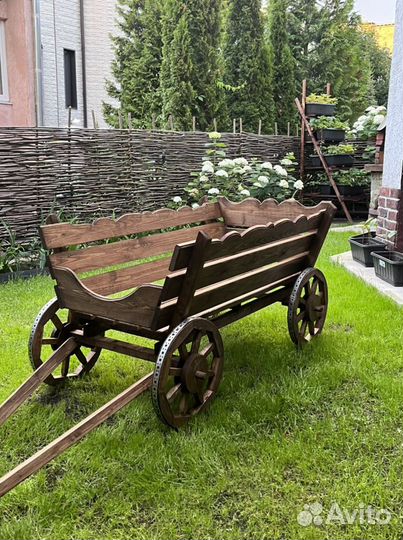 Телега большая деревянная для сада