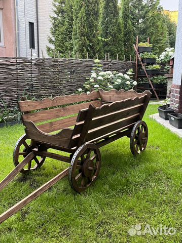 Телега большая деревянная для сада