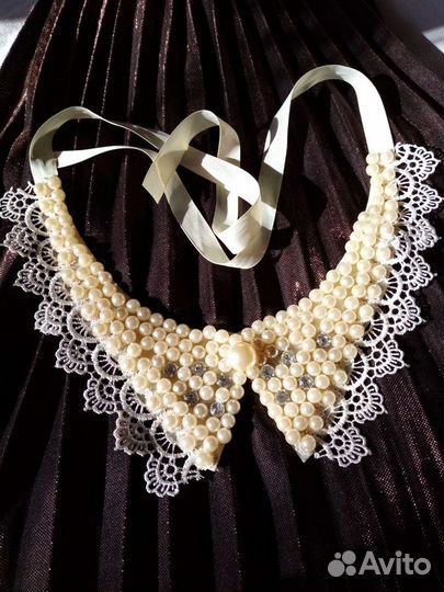 Воротник нарядный, расшитый бусинками