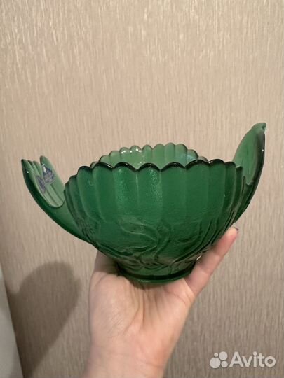 Ваза Гхз СССР зеленое стекло или хрусталь