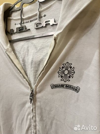 Chrome Hearts Zip Up White Hoodie оригинал