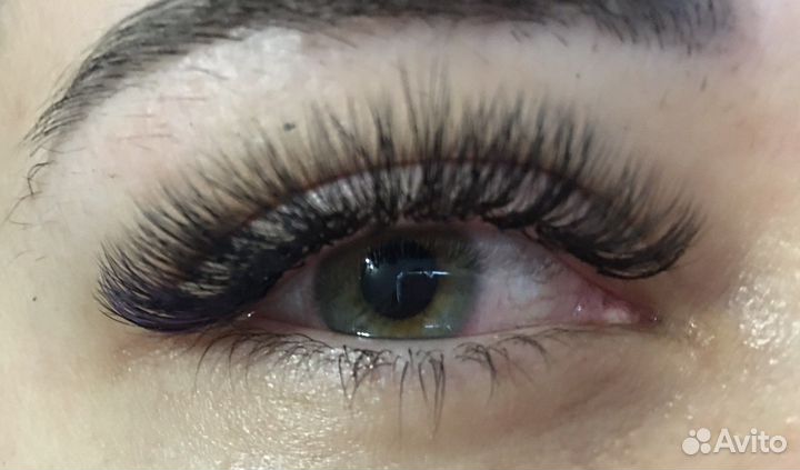 Наращивание ресниц, окрашивание +коррекция бровей