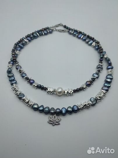 Чокер колье из натурального жемчуга