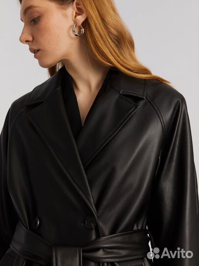 Кожаный плащ женский размер S