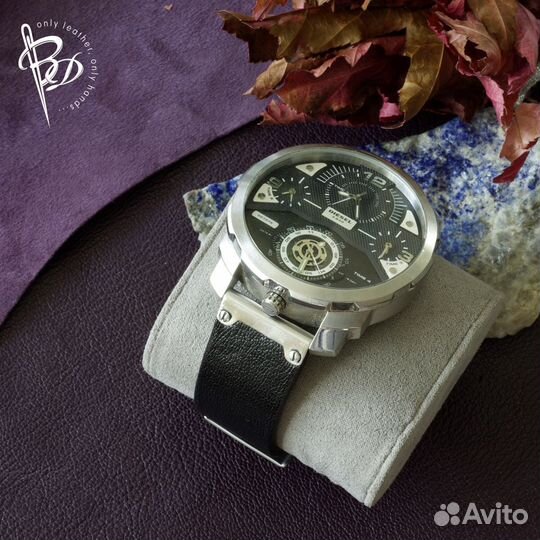 Кожаный ремешок на часы Diesel. Handmade