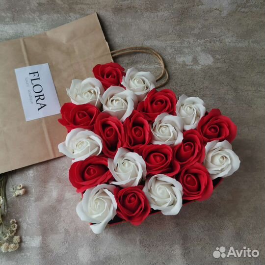 Букет Сердце / мыльные розы / цветы из мыла