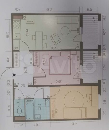 2-к. квартира, 66,8 м², 15/17 эт.