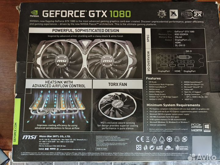 Видеокарта GTX 1080 8gb msi