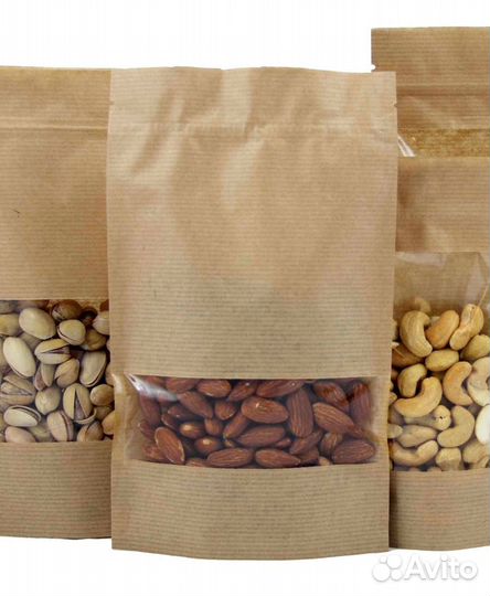 Пакет фасовочный крафт Дой Пак 120х185 окно 40мм