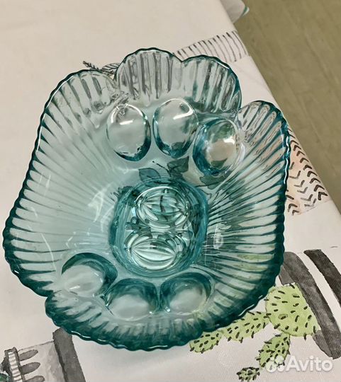 Ваза для фруктов цветное стекло СССР