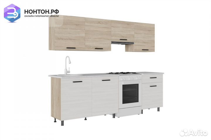 Кухня Глория 2.4м дуб сонома светлый / ясень анкор