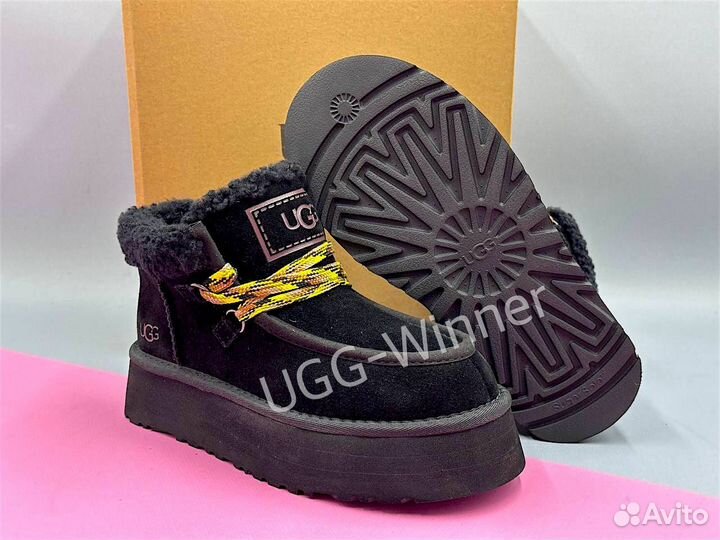 UGG женские ботинки на платформе с меховым отворот