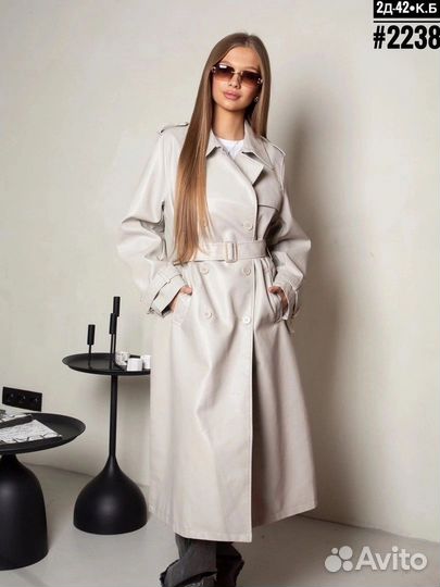 Кожаный тренч женский