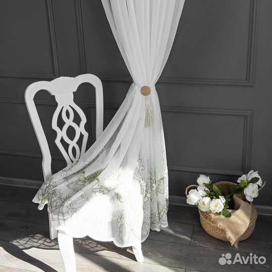 Тюль Флоренция зеленый