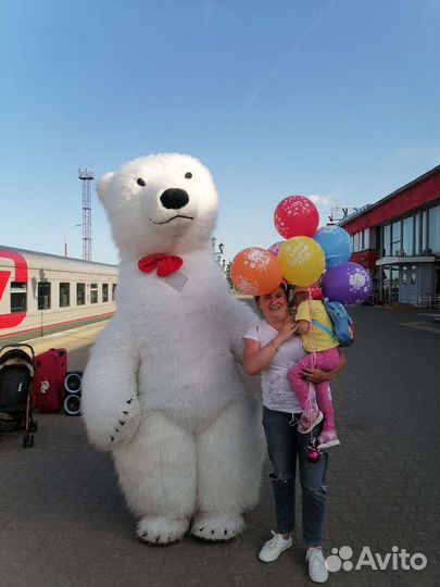 Белый мишка поздравление, Ростовая кукла