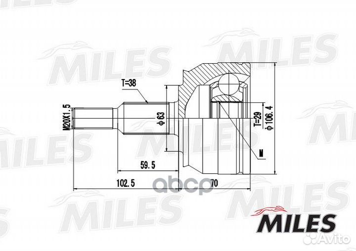 ШРУС наружный VW T5 2.5D/3.2 03- (GKN 303995) G