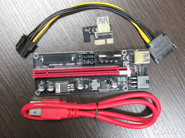 Райзеры riser pci ver009S для видеокарт 6рin mоlех