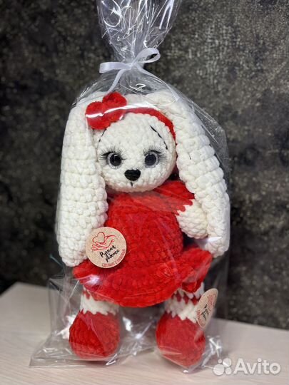 Вязаная зайка игрушка, подарок, амигуруми