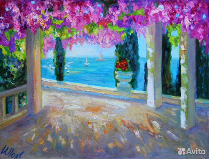 Картина маслом Весенний пейзаж Море Крым