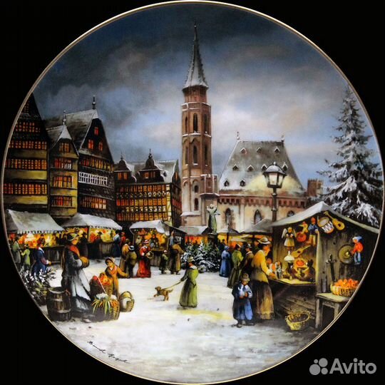 Винтаж Рождественские рынки декоративные тарелки